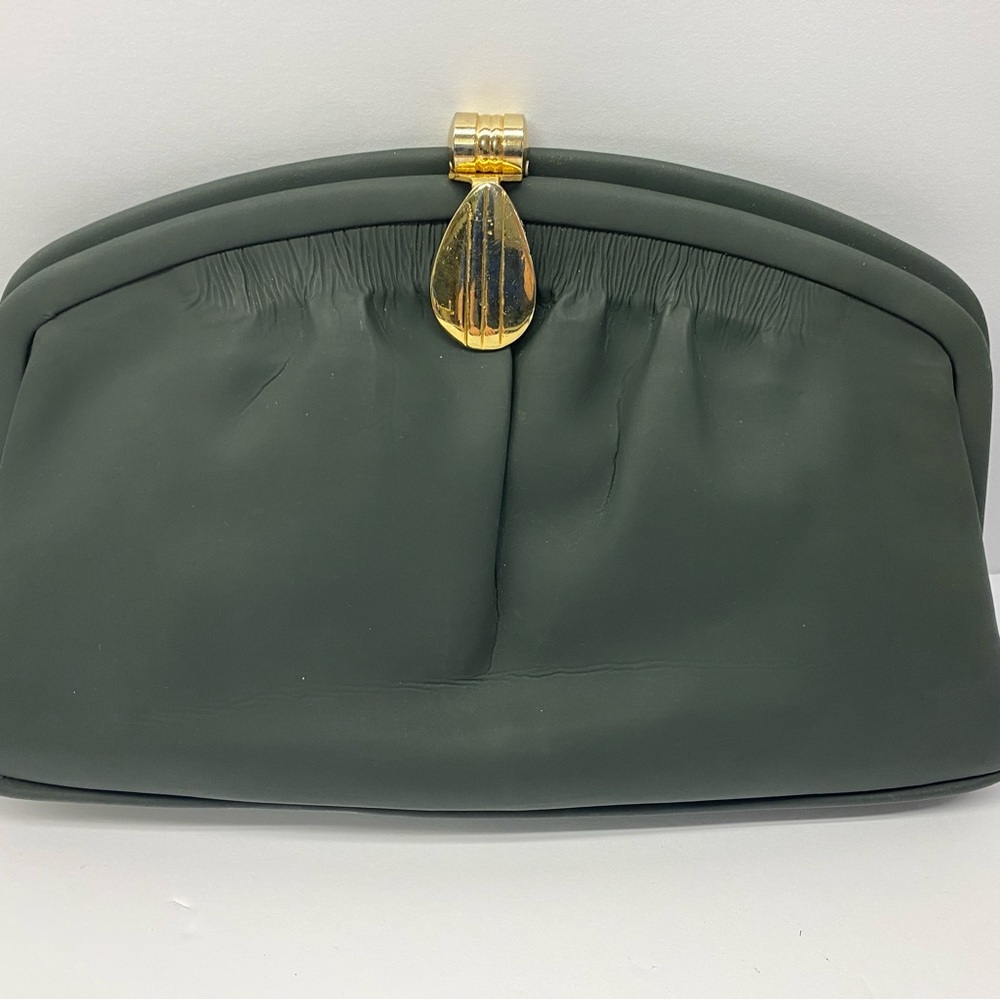 Vintage Green Clutch with Gold Details